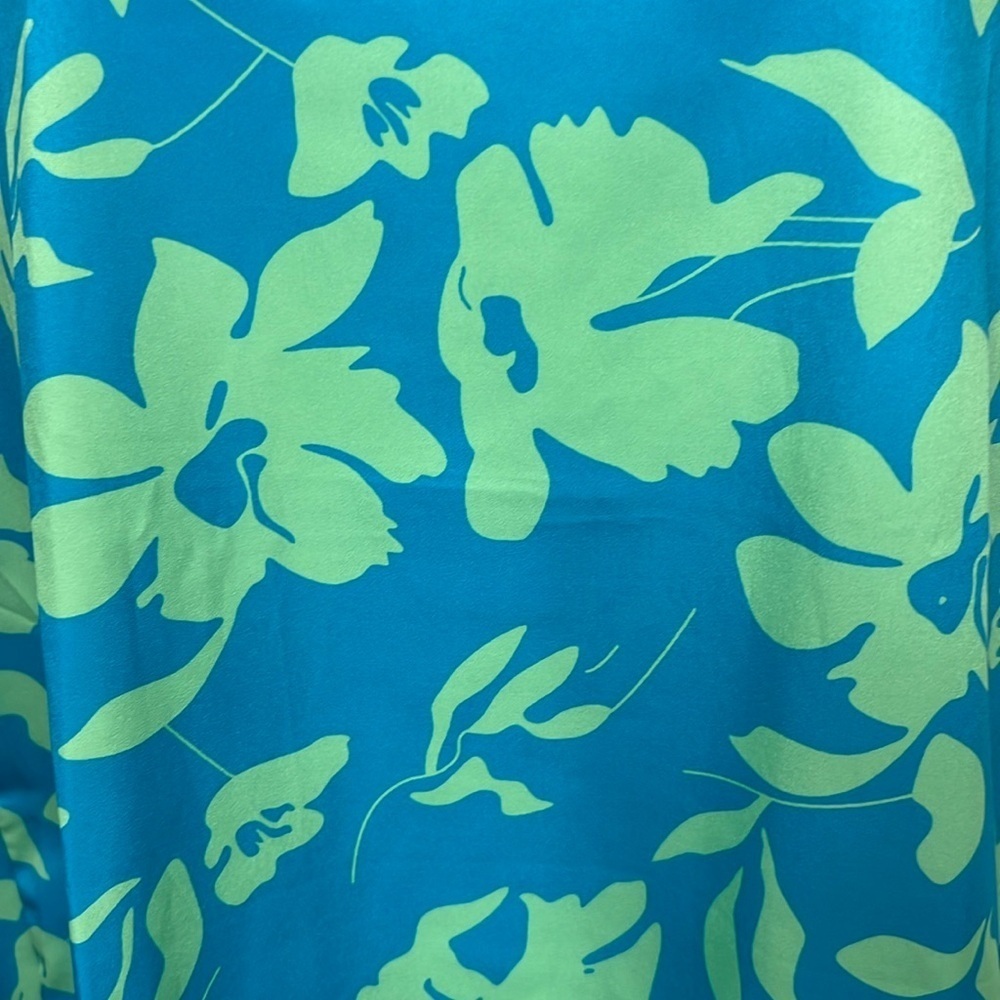 Floral Blue and Green Women's Dress - Picture 8 of 10